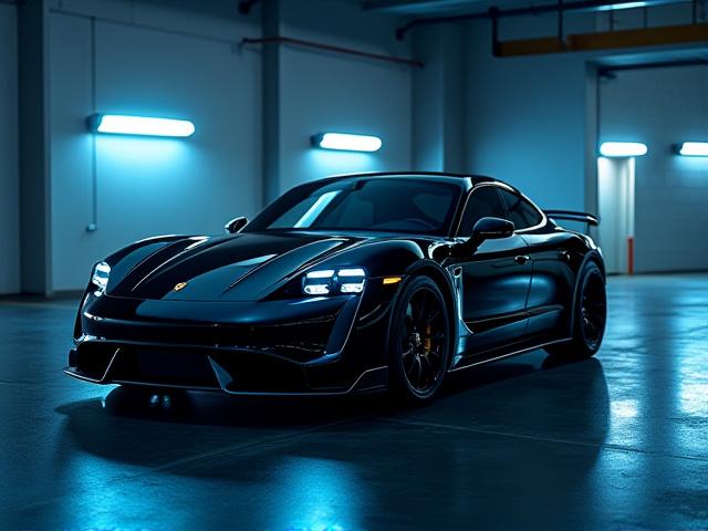 Porsche Taycan with Aether Fiber carbon fiber full aerodynamic kit