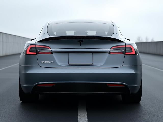 Tesla Model S with Aether Fiber carbon fiber rear spoiler