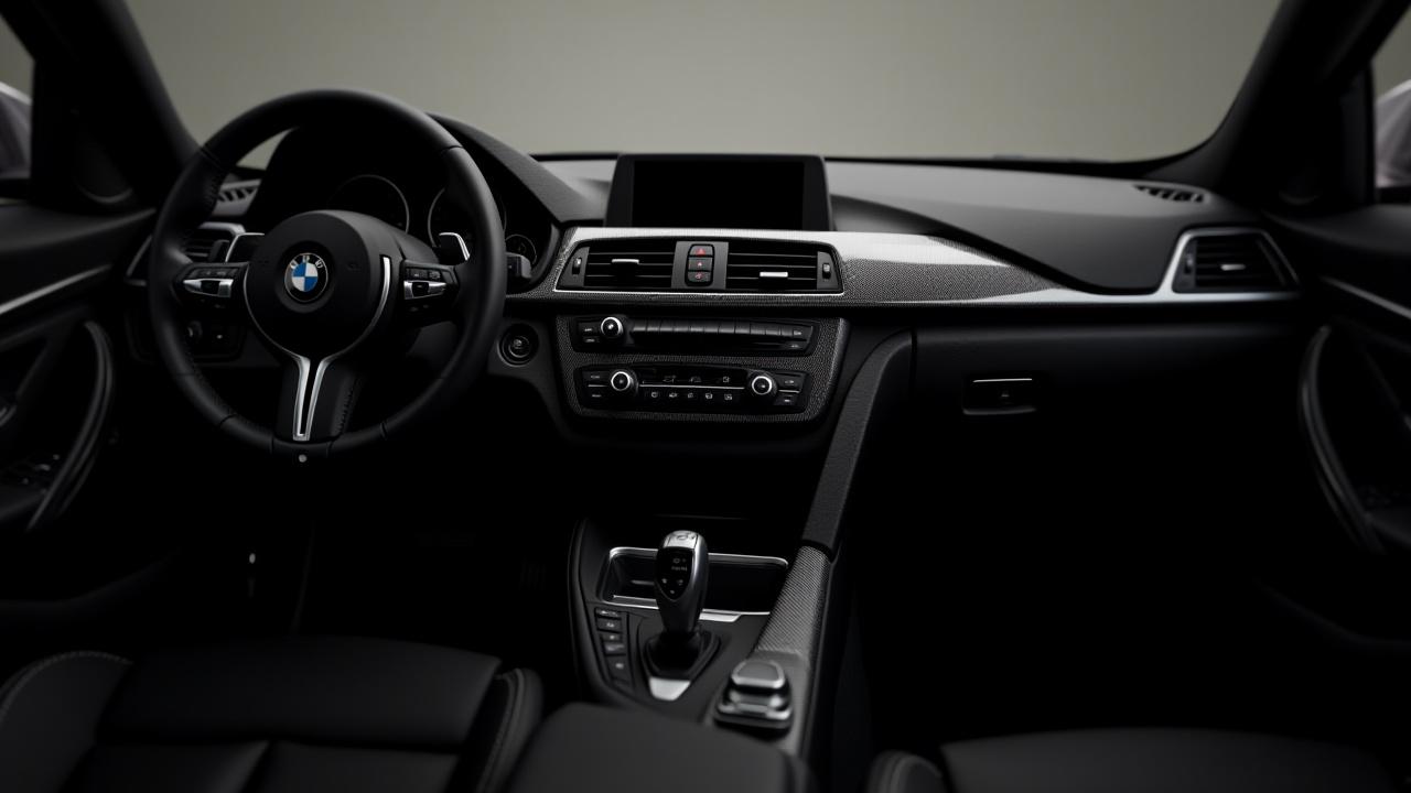 After: BMW M4 interior with Aether Fiber gloss carbon trim