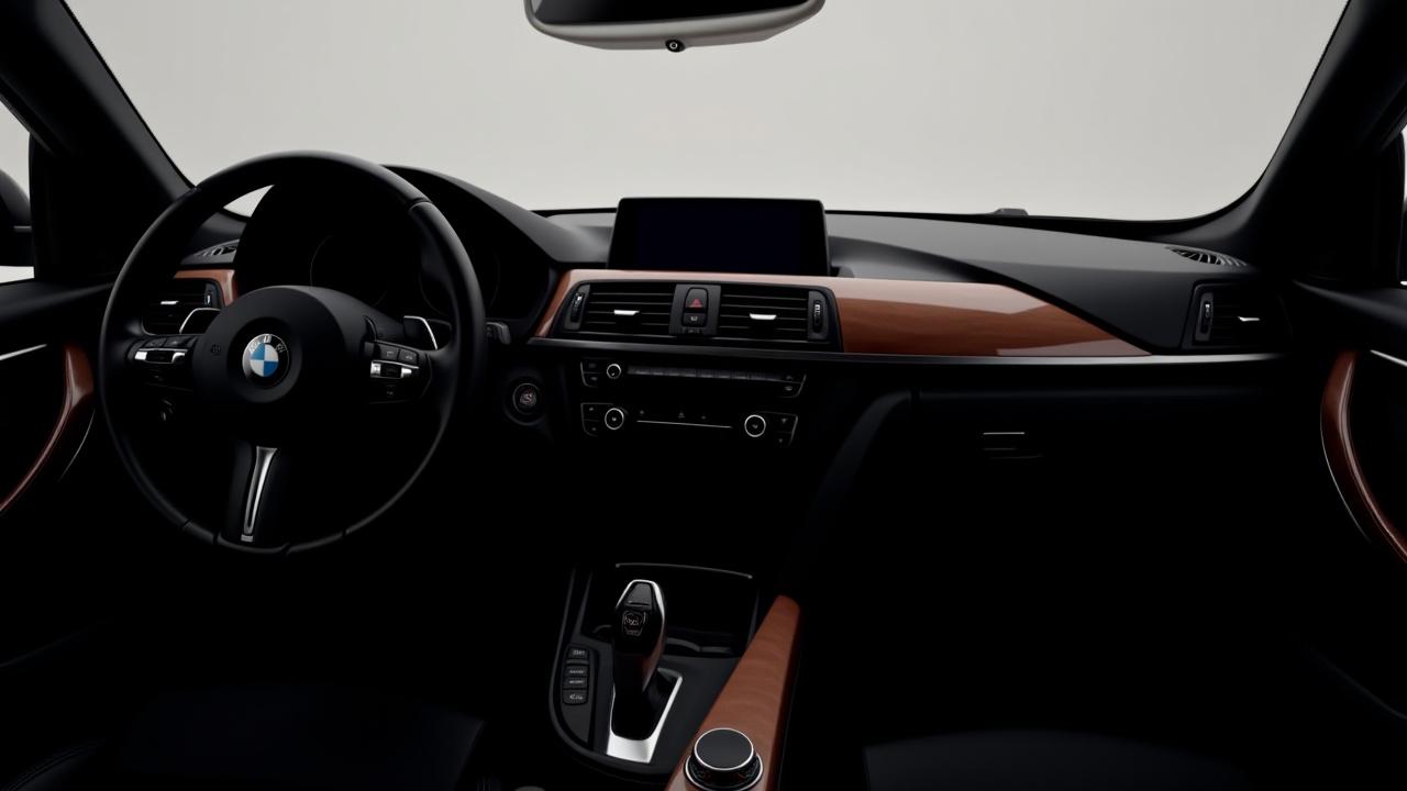 Before: BMW M4 interior with wood trim