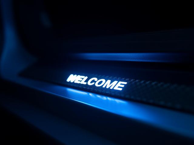 Illuminated custom branded carbon fiber door sills