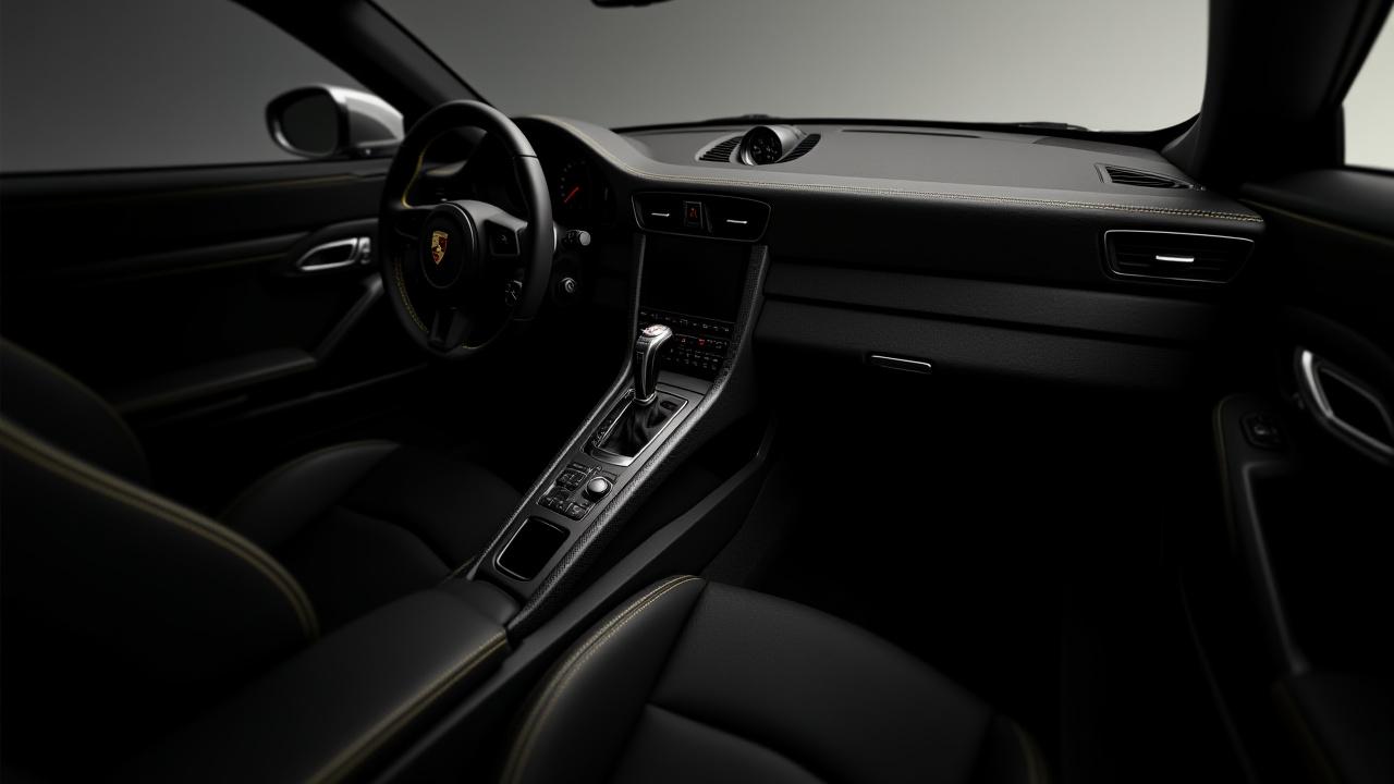 After: Porsche GT3 interior with Aether Fiber matte carbon and Alcantara