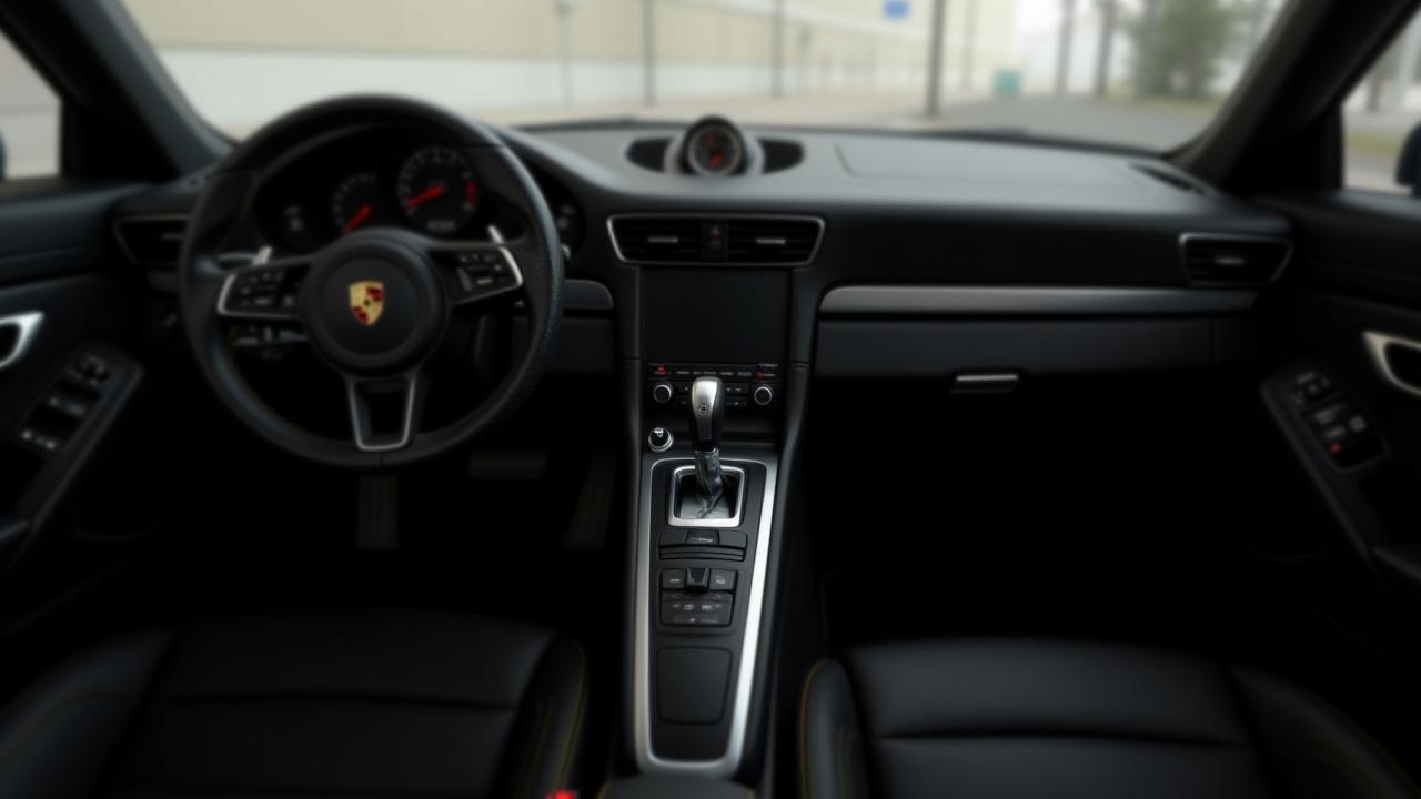Before: Porsche GT3 interior with plastic accents